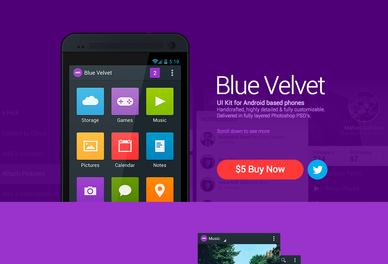 Blue Velvet – Android UI Kit